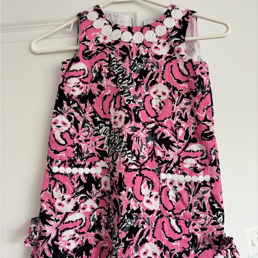 Lilly Pulitzer Girls Hanging With My Boo Panda Classic Shift Dress Pink Size 4